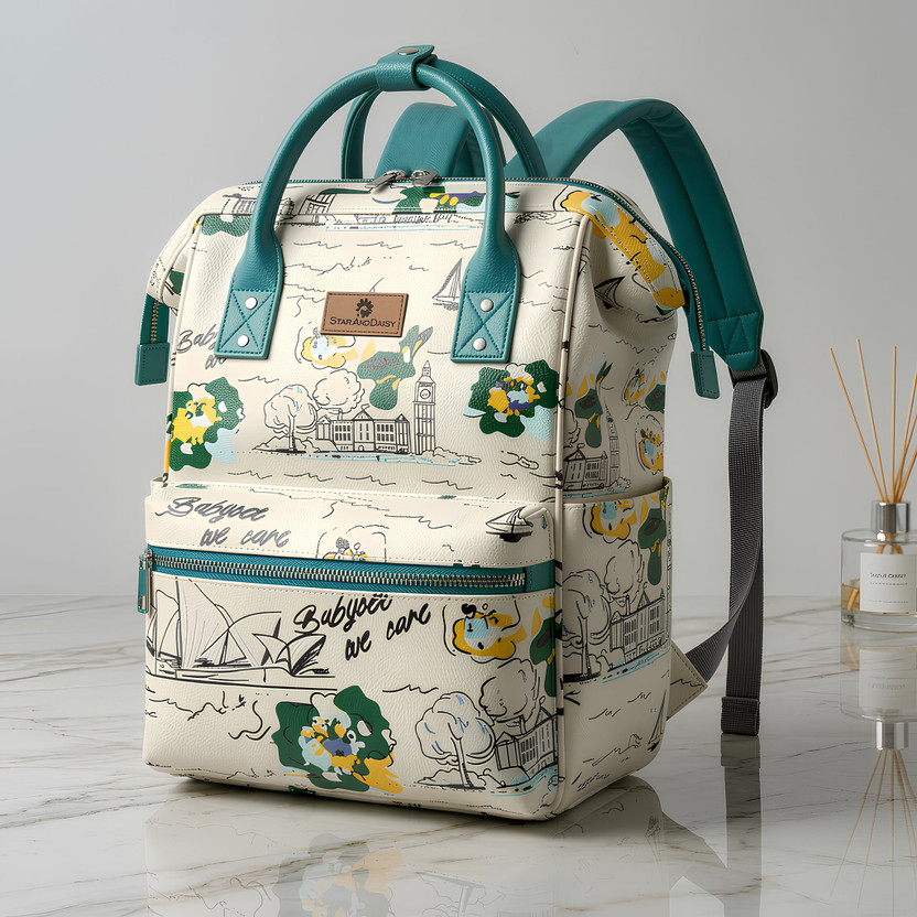 StarAndDaisy Premium Baby Diaper Bag Spacious, Waterproof Backpack with Multiple Pockets Mothers Maternity Bags for Travel Diaper Backpack(White, Green)