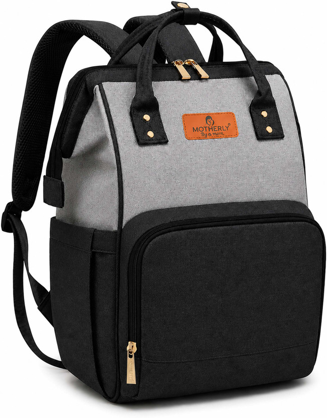 MOTHERLY Crown Diaper Bag ,Mothers Maternity Bags for Travel and Hospital Diaper Backpack(Black and Grey)