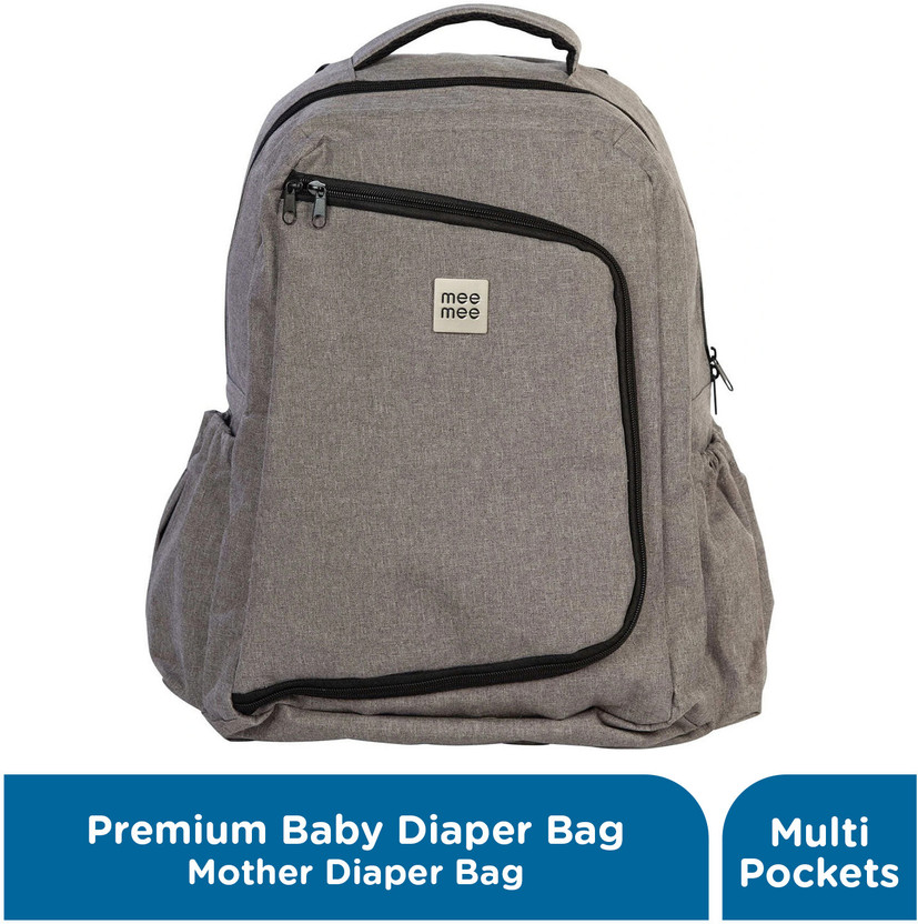 MeeMee Waterproof Maternity Backpack for Moms with Multiple Pockets & Changing Mat Baby Diaper Bag(Dark Grey, Black)