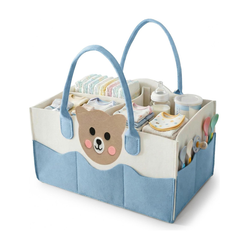 TONY STARK Diaper Caddy Bag Caddy Organizers, Foldable and Portable Felt Storage Basket Newborn Baby Diaper Storage Organizer(Blue)