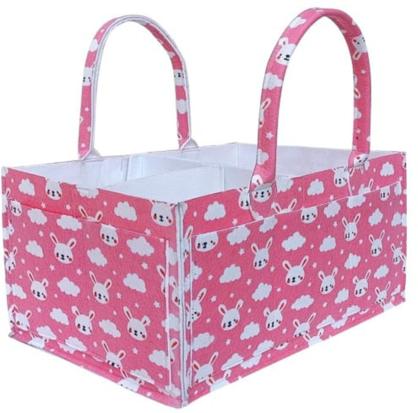 JDAM JDAM Baby Diaper Storage Organizer Nappies Bag For All Baby Products Nursery Basket, Multipurpose Bag Printed Pink Bunny(Pink) - Flipkart Deal