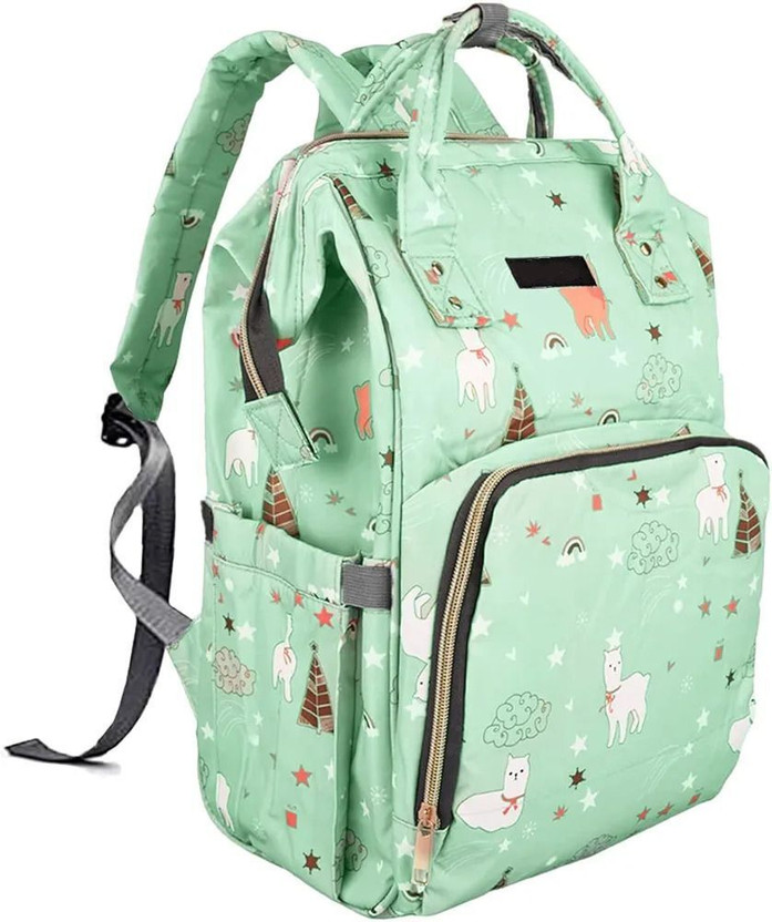Little Feet Diaper Bag Backpack Unicorn Print Baby Travel and Storage Bag - light green Baby Diaper Bag(Light Green)