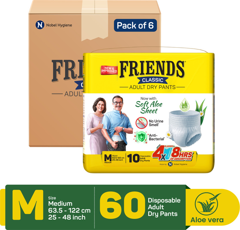 FRIENDS Classic Pull Ups Pants Adult Diapers - M(60 Pieces)