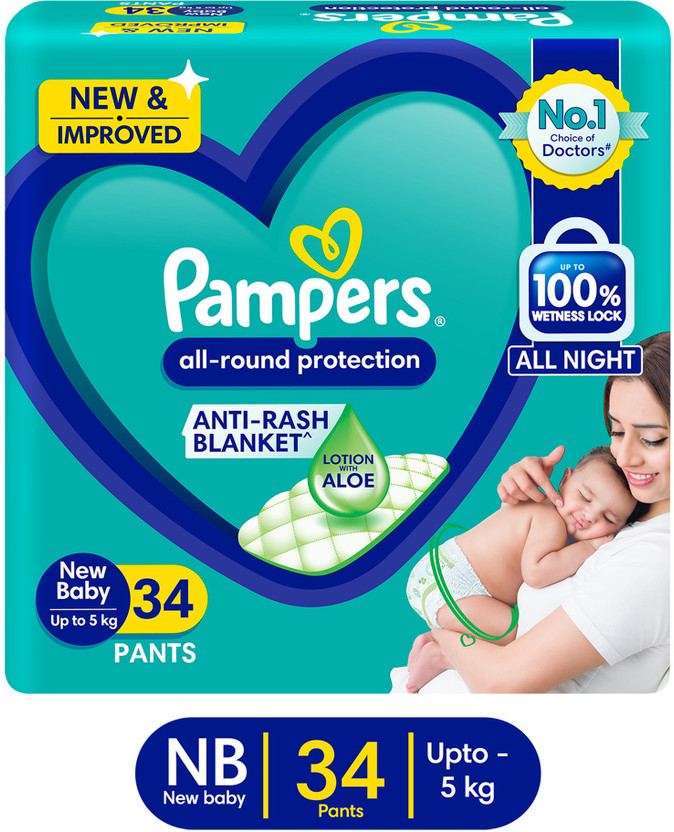 Pampers All round protection NB/XS Pant Diapers - New Born(34 Pieces)
