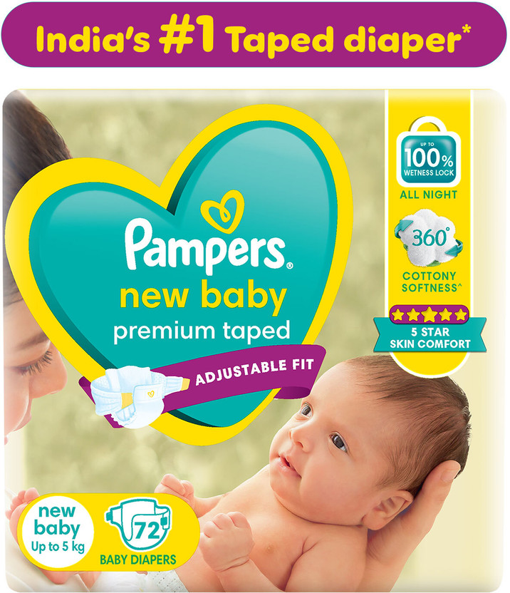 Pampers Pampers Active Baby Tape Diapers - New Born(72 Pieces) - Flipkart Deal