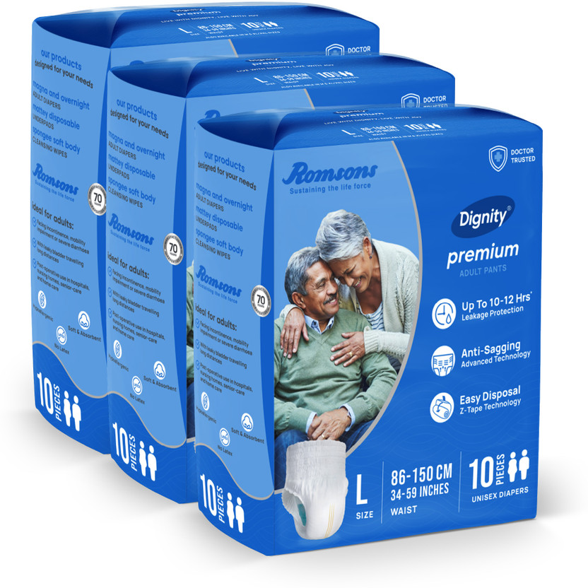 DIGNITY Premium Pant Style Adult Diapers - L(30 Pieces)