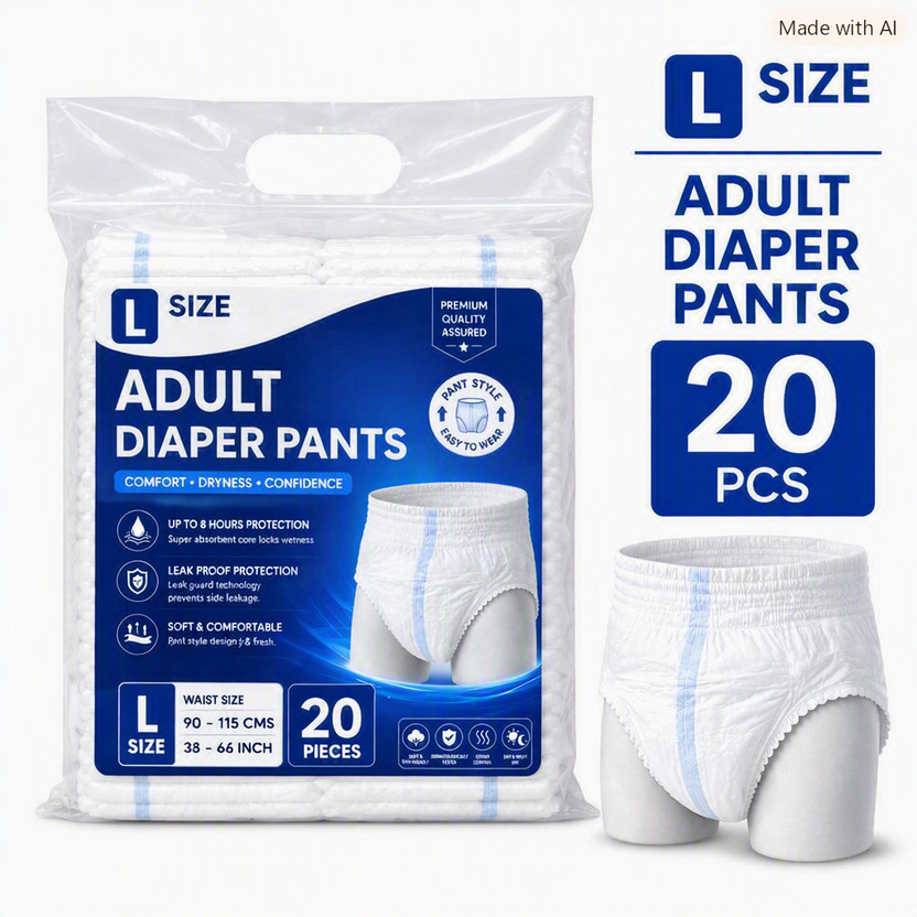 IWS WITH DEVICE OF LADY Adult Diaper Pant Unisex Disposable Pull-Up Incontinence Underwear Pant Diapers - L(20 Pieces)