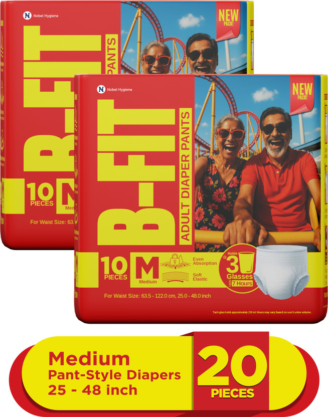 B-FIT Regular Pant Style Adult Diapers - M(20 Pieces)