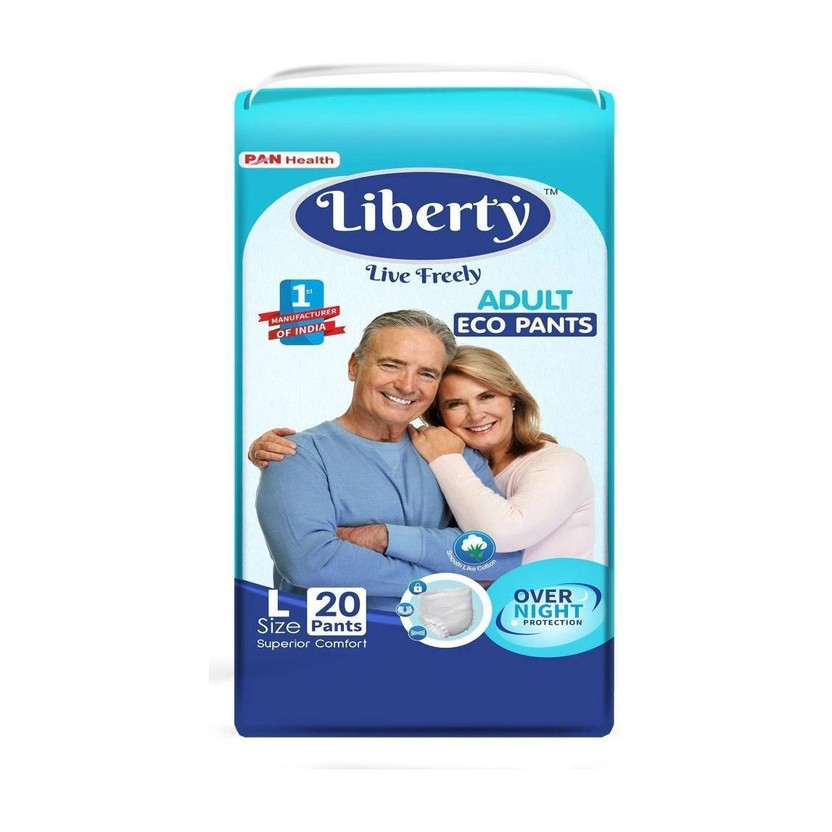 Liberty Liberty Eco pants,(75-100 Cms | 30-39 inches) Adult Diapers - L(20 Pieces) - Flipkart Deal