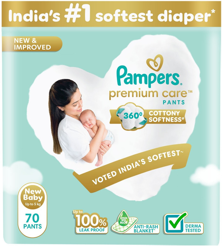 Pampers Premium Care Pants with 360 Cottony Softness - New Born(70 Pieces)