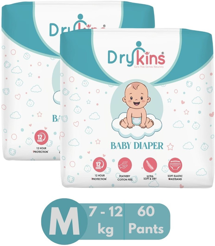 Drykins Baby Diaper M-60 pcs Pant Diapers - M(60 Pieces)