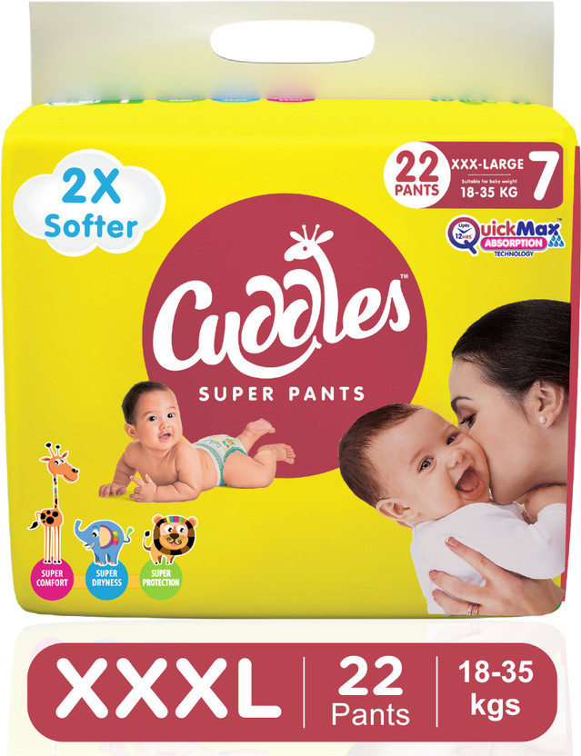 Cuddles - Super Pants Baby Diaper 2X Softer Super Dry Comfort Quick Max Absorption Upto 12 Hrs - XXXL(22 Pieces)