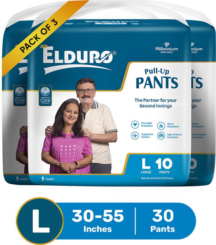 ELDURO Premium Adult Pullup Diaper Pants, Large Pack of 30 Pcs Adult