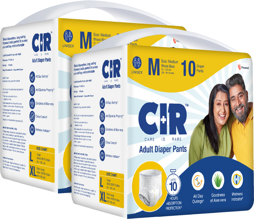 CIR 10 hr Absorption Protection with Wetness Indicator Odour Control Pant Adult Diapers - M(20 Pieces)