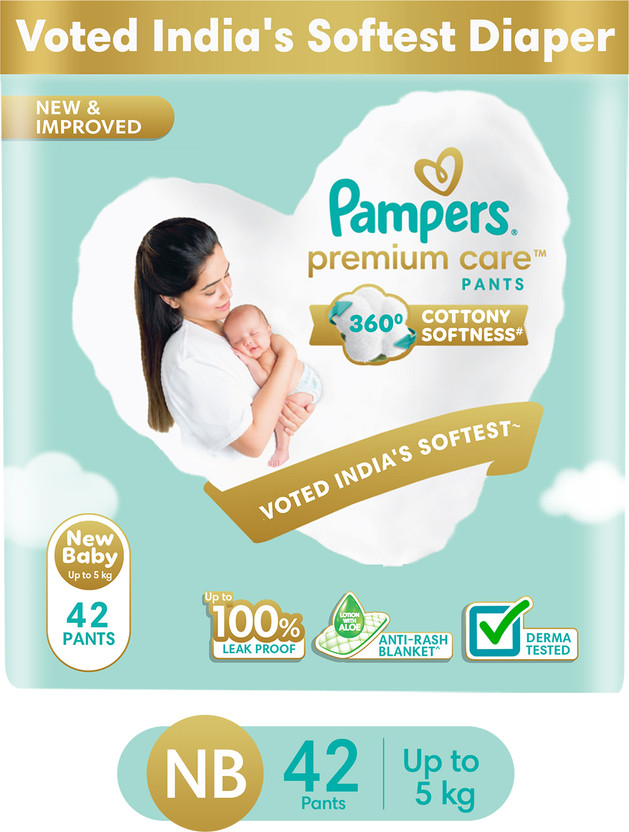 Pampers Premium Care Diaper Pants with 360 Cottony Softness - New Born(42 Pieces)