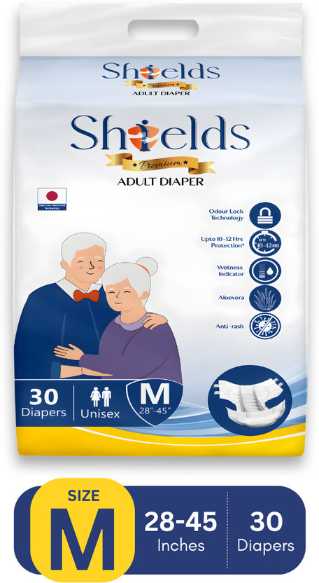 Shields Premium Tape Style | Pack of 1 | Adult Diapers - M(30 Pieces)
