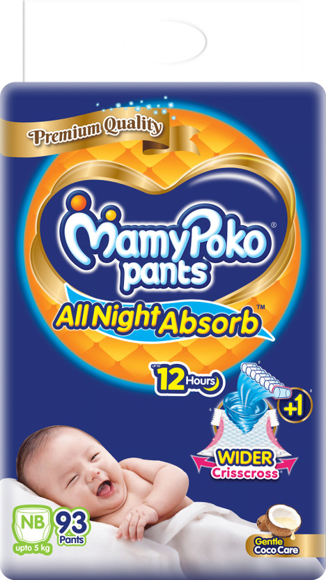 MamyPoko All Night Absorb, Coco Care Pant Diapers - New Born(93 Pieces)