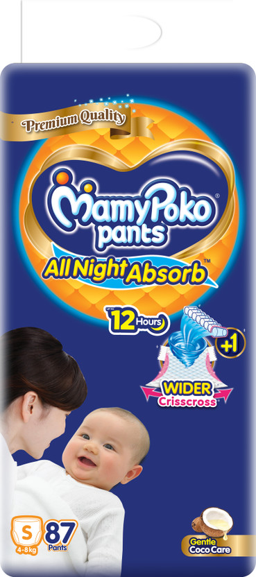 MamyPoko All Night Absorb, Coco Care Pant Diapers - S(87 Pieces)