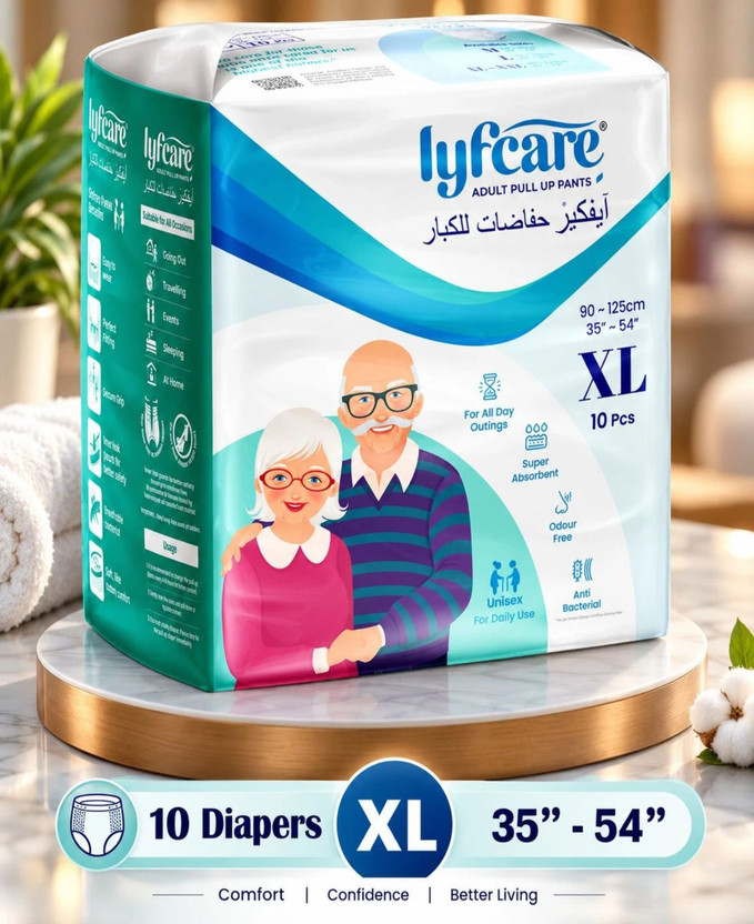 lyfcare lyfcare Pull-Up Pants | Waist Size (35-54 Inch) Adult Diapers - XL(10 Pieces) - Flipkart Deal