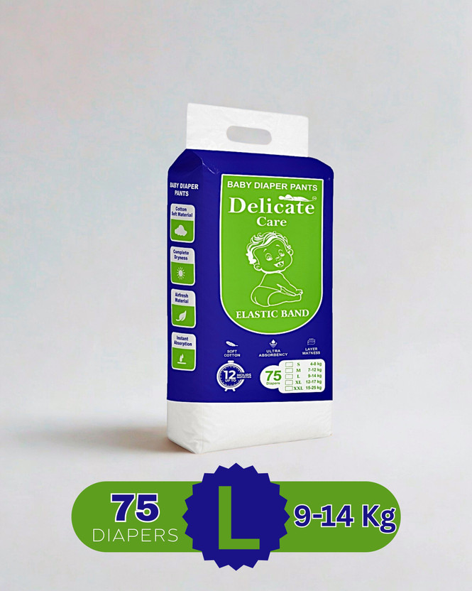 Delicate Care Premium Baby Diaper Pants Disposable "Ultra-Absorbent Baby Diapers Pant Diapers - L(75 Pieces)