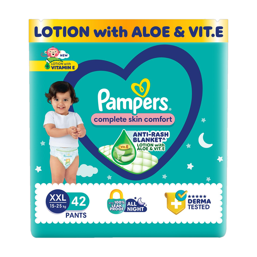 Pampers Complete Skin Comfort with VitaminE & Aloe Vera Lotion Pant Diapers - XXL(42 Pieces)