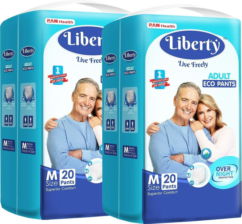Liberty Eco Pants Unisex Waist Size (61-115 cm | 24-45 Inches) Adult Diapers - M(40 Pieces)
