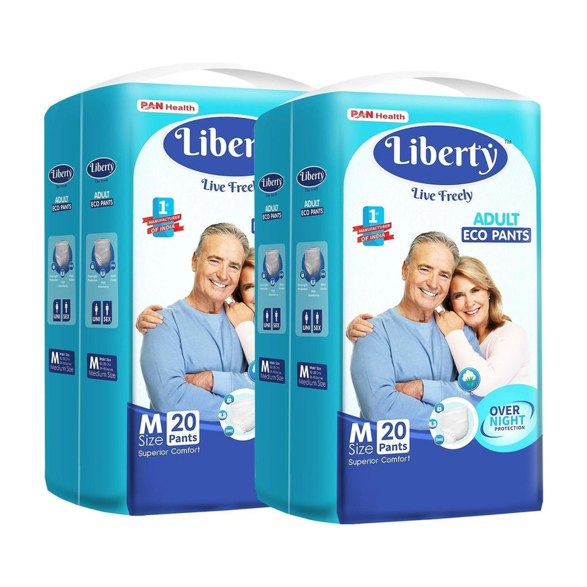 Liberty Eco Pants Unisex Waist Size (61-115 cm | 24-45 Inches) Adult Diapers - M(40 Pieces)