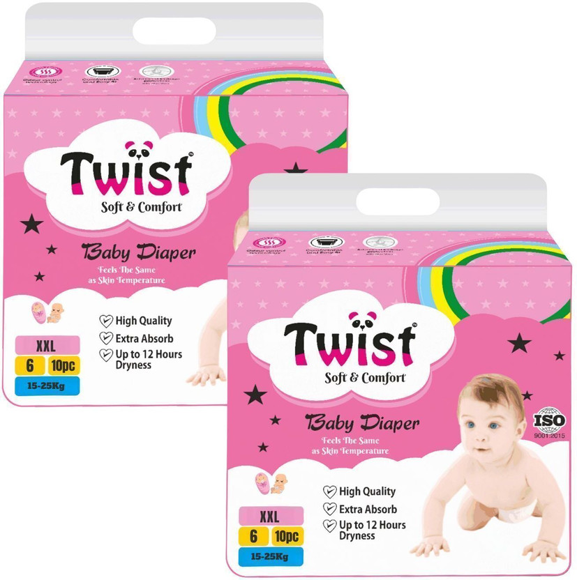 Twist Premium Baby Diapers Pants Style Super Jumbo Baby Diaper - XXL(2 Pieces)