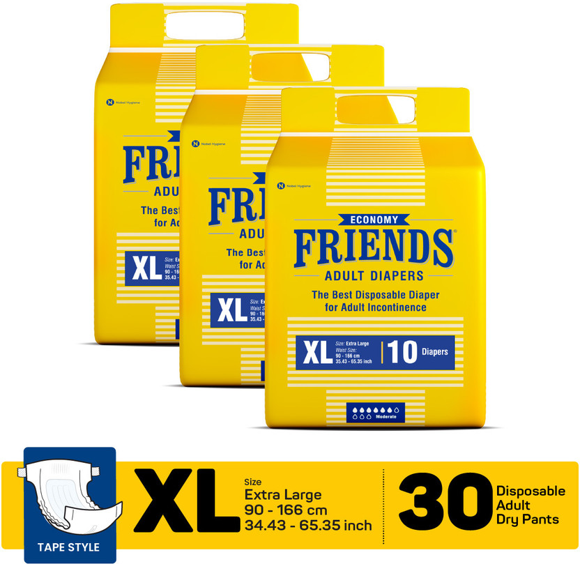 FRIENDS Economy Tape Adult Diapers - XL(30 Pieces)