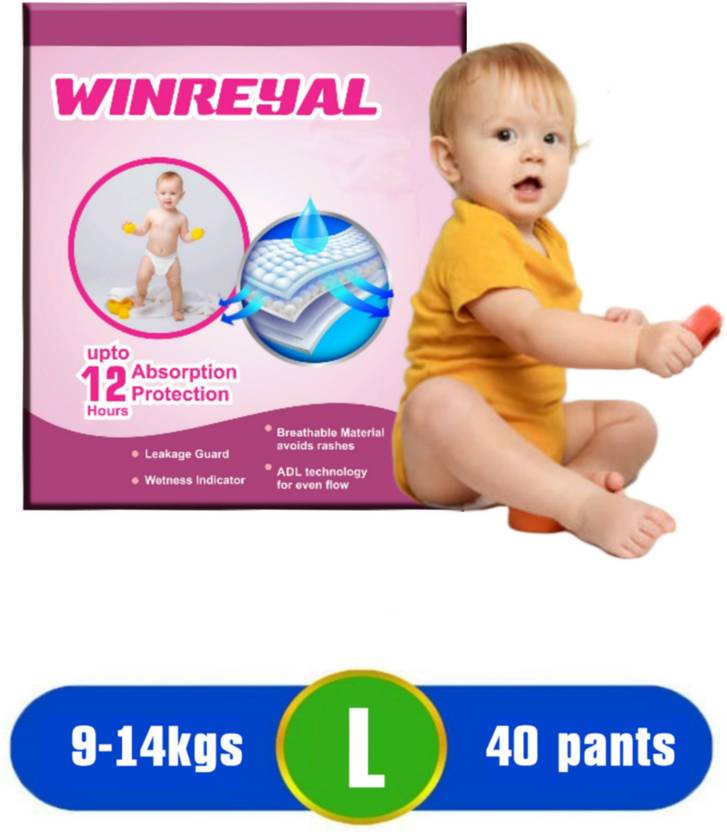 WINREYAL Diapers with Wetness Indicator and 12 hours Absorption L Buy 40 WINREYAL cotton