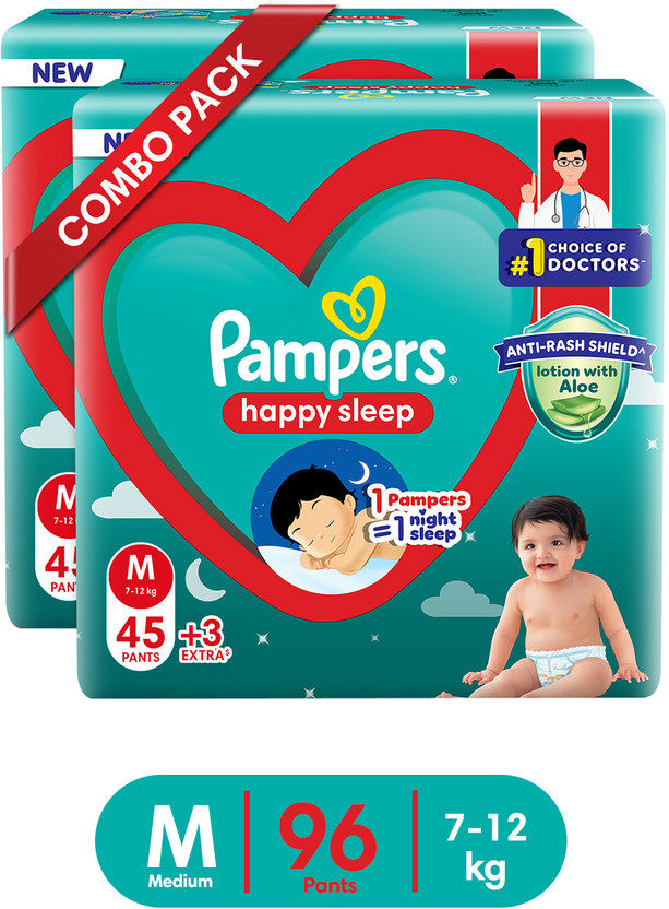 Pampers Happy Skin Pants Combo of 2 Pack - M(96 Pieces)