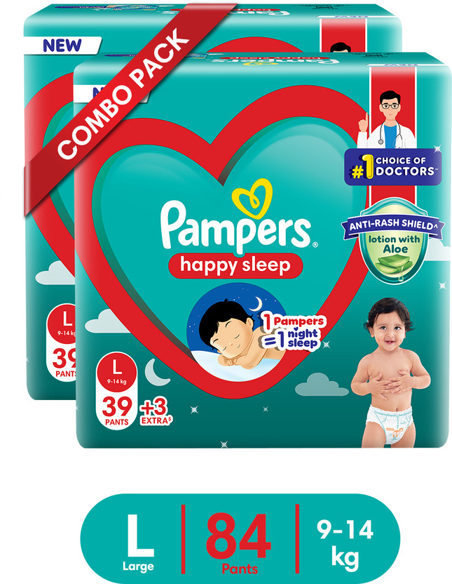Pampers Happy Skin Pants Combo of 2 Pack - L(84 Pieces)