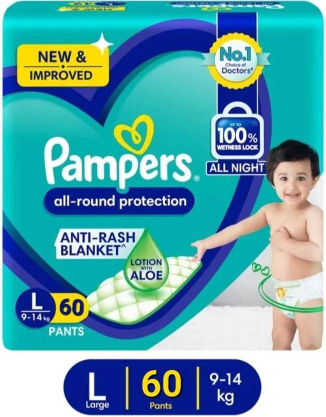 Pampers L 60 L Buy 60 Pampers Pant Diapers for babies weighing