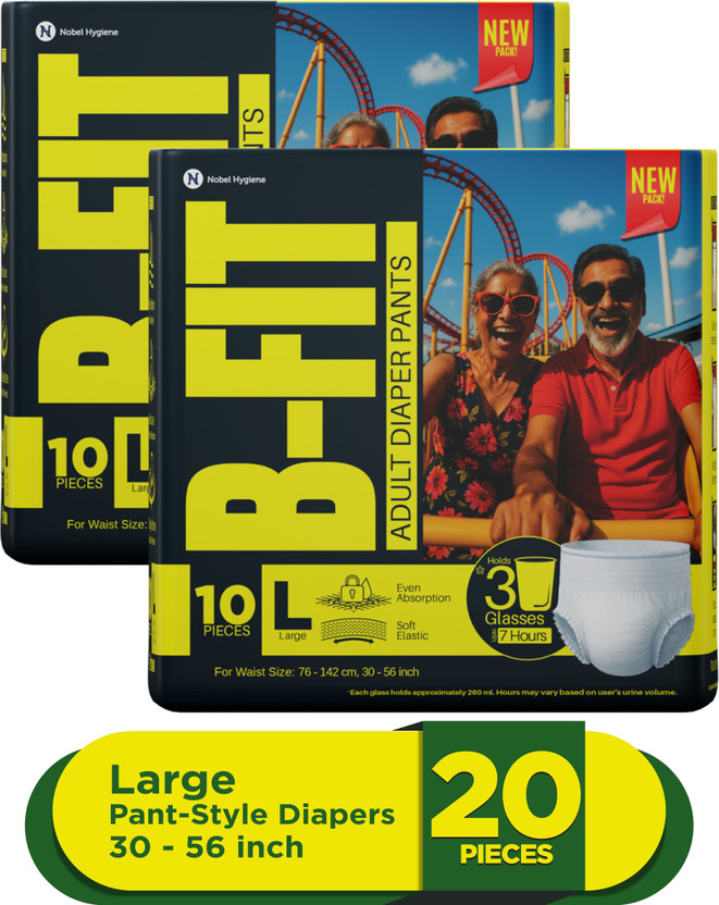 B-FIT Regular Pant Style Adult Diapers - L(20 Pieces)