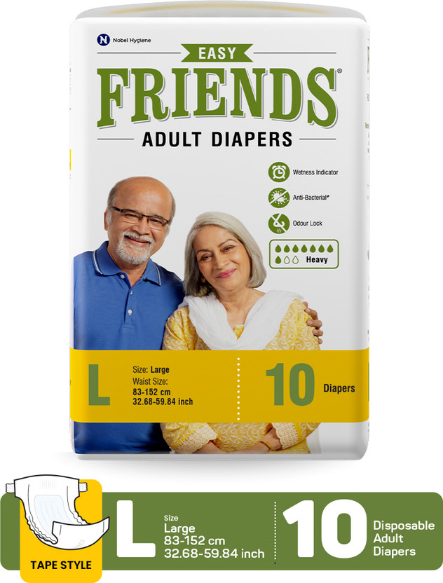 FRIENDS FRIENDS Easy Tapes Adult Diapers - L(10 Pieces) - Flipkart Deal