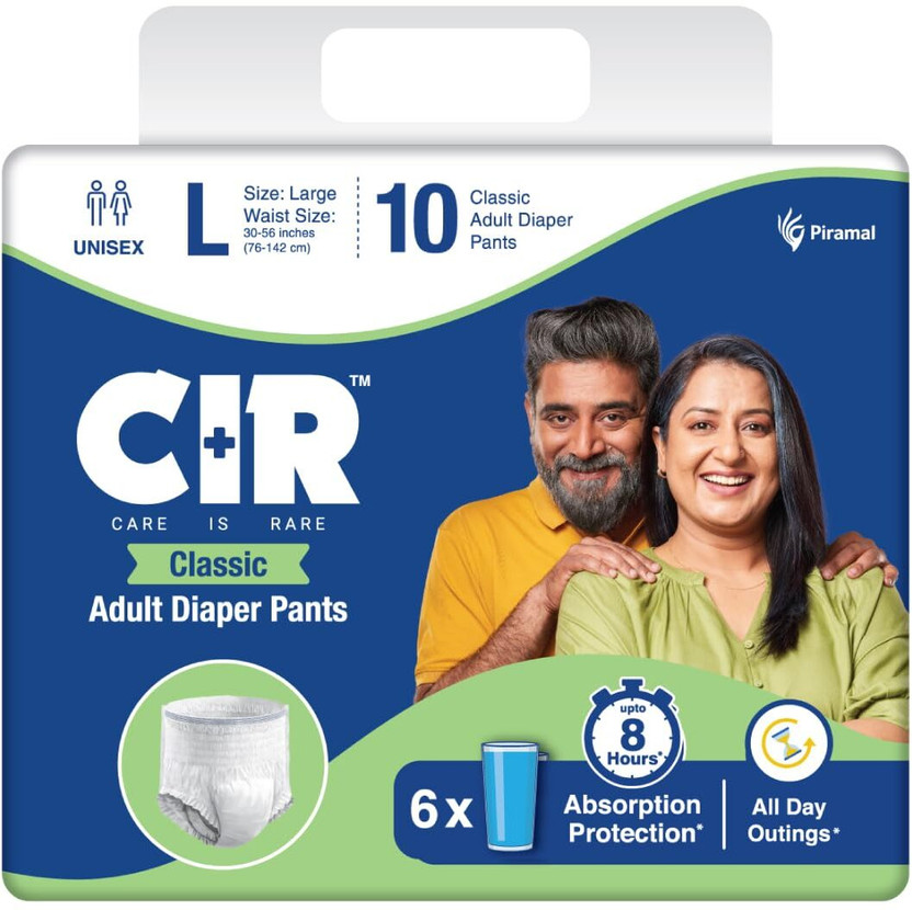 CIR Adult Diaper Pants Style Diapers(Large) | Waist Size (76-142 cm | 30"-56") Pant Diapers - L(10 Pieces)