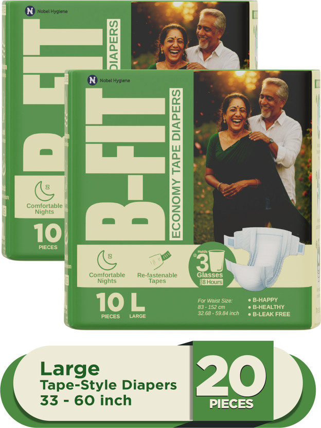 B-FIT Adult Diaper Economy Tape Style Adult Diapers - L(20 Pieces)