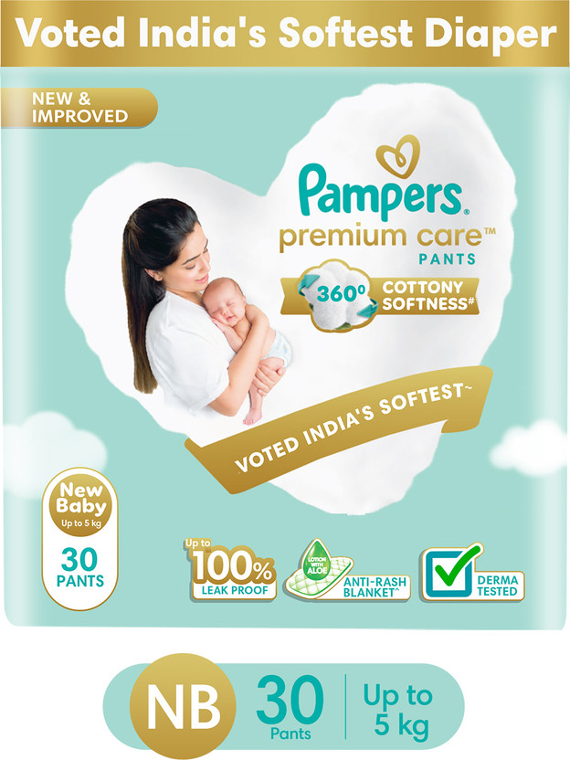 Pampers Premium Care Pants with 360 Cottony Softness - New Born(30 Pieces)