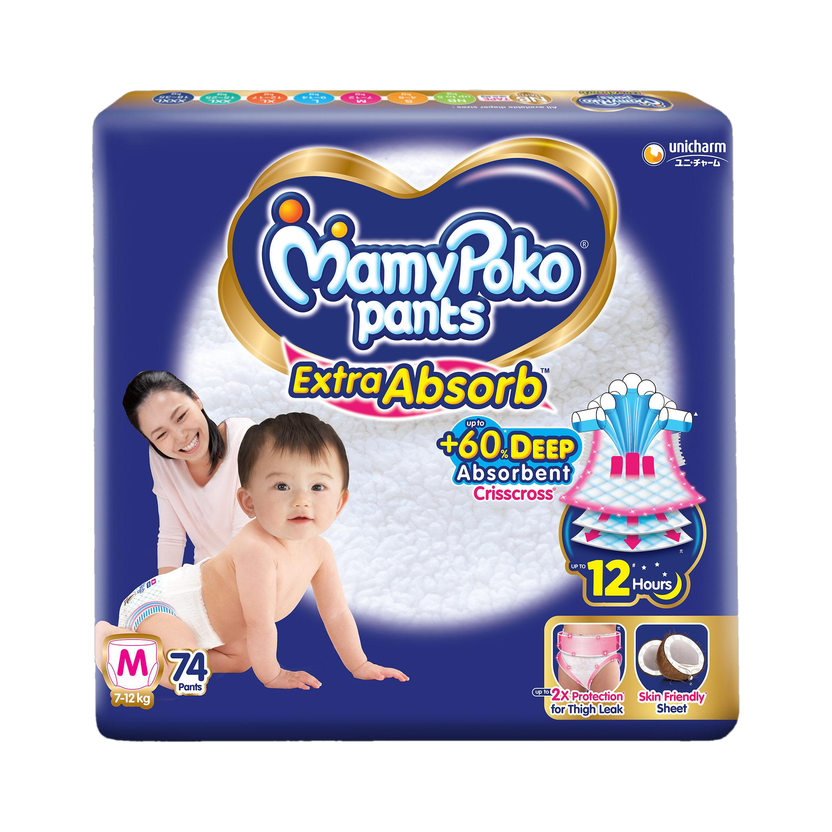MamyPoko Extra Absorb Pant Diapers - M(74 Pieces)