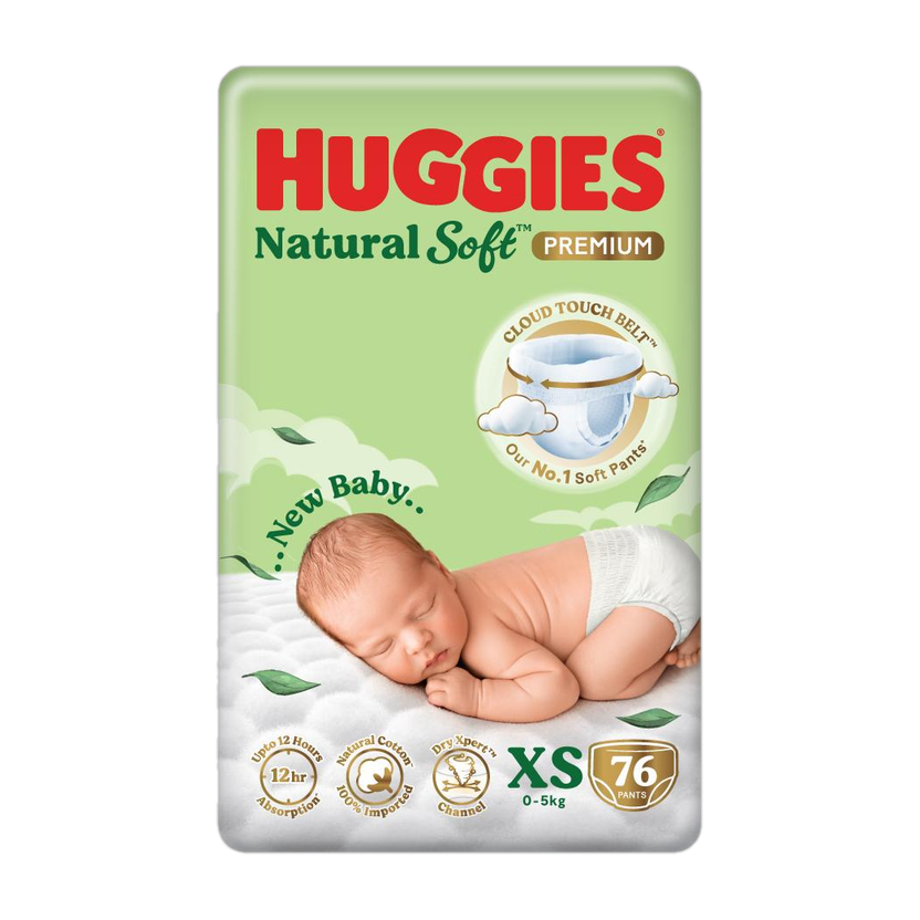 Huggies Natural Cloud Soft Premium Pant Diapers - XS(76 Pieces)