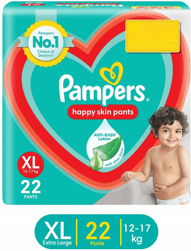 Pampers Happy Sleep Pant Style Baby Diaper, 1 Night Sleep with Anti Rash Shield - XL(22 Pieces)
