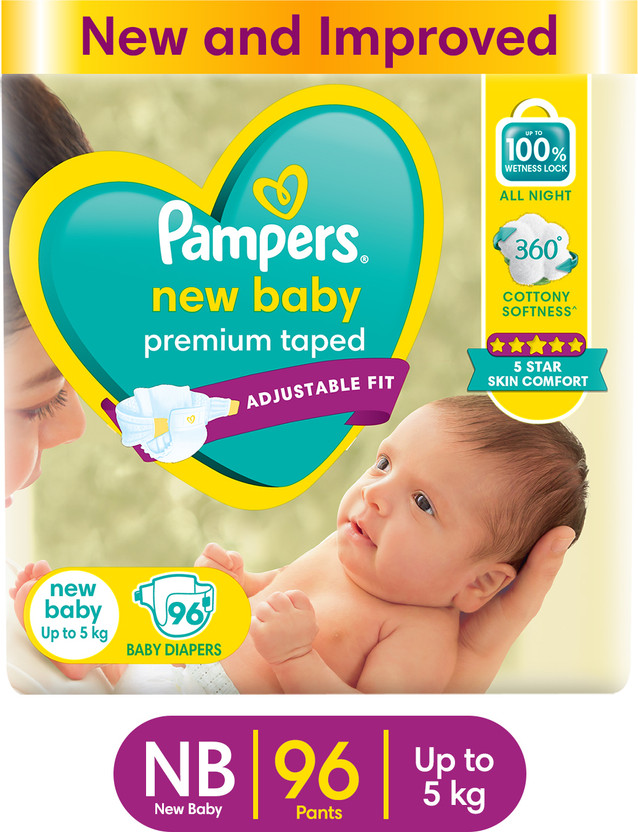 Pampers Active Baby Tape Style Baby Diapers - New Born(96 Pieces)