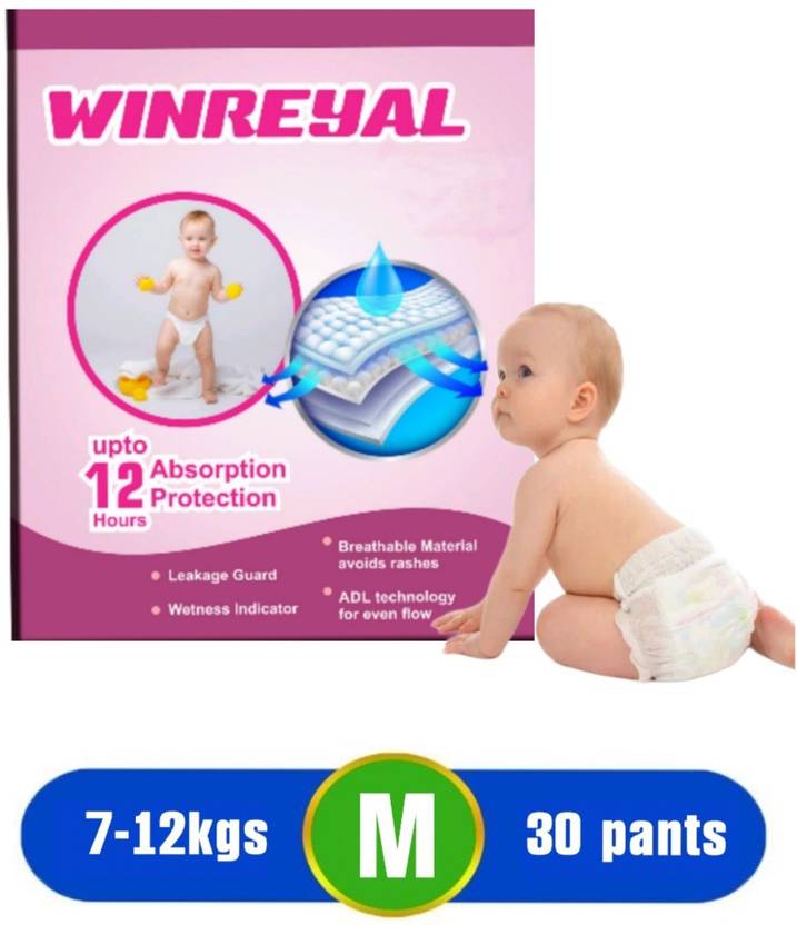 WINREYAL Diapers with Wetness Indicator/12 hours Absorption M Buy 30 WINREYAL cotton, Top