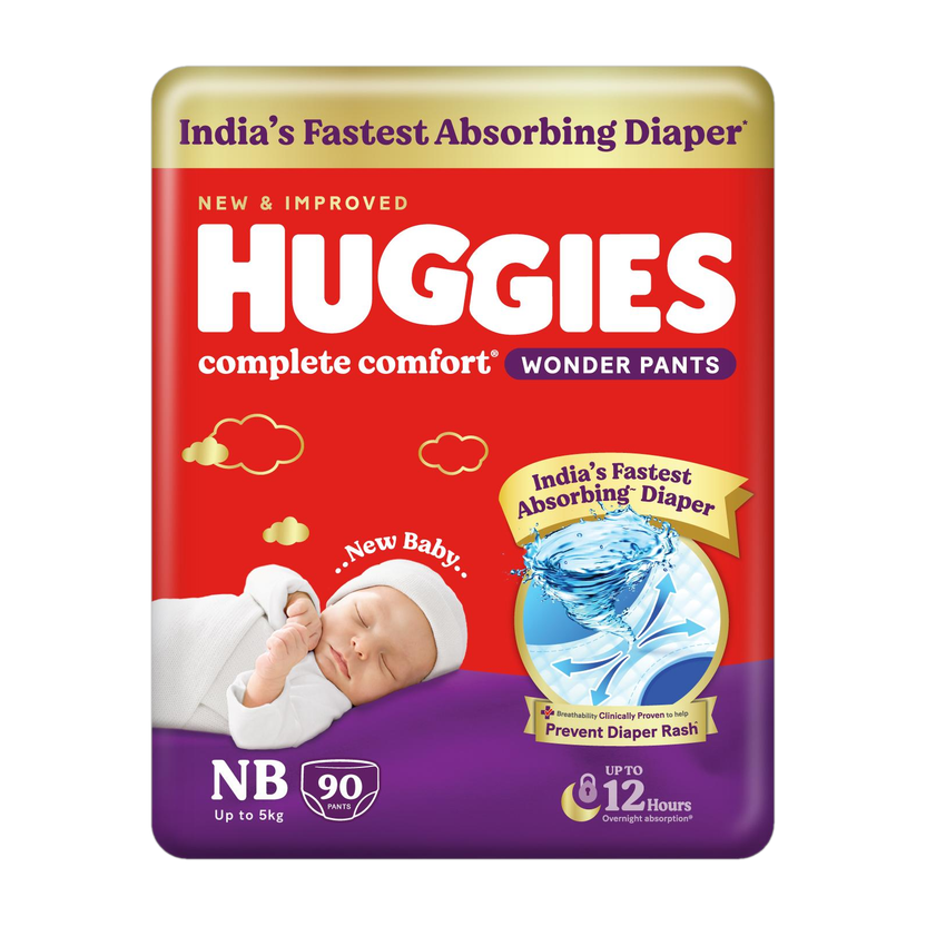 Huggies Complete Comfort Wonder Pant Diapers - New Born(90 Pieces)