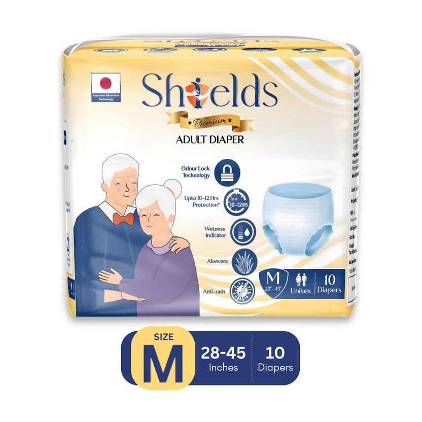 Shields Premium Pant Style | Pack of 1 | Adult Diapers - M(10 Pieces)