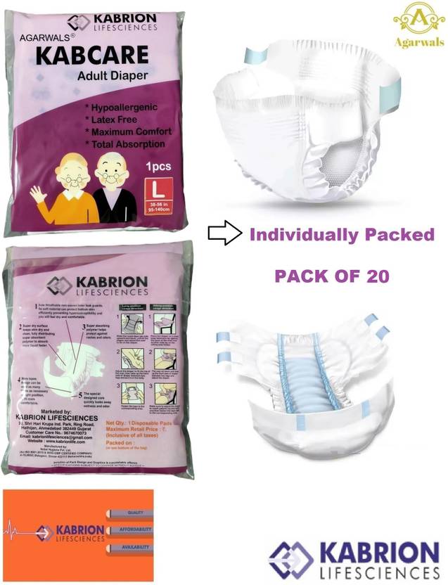 Agarwals Kabcare Total Absorption Adult Diaper Large (Individually