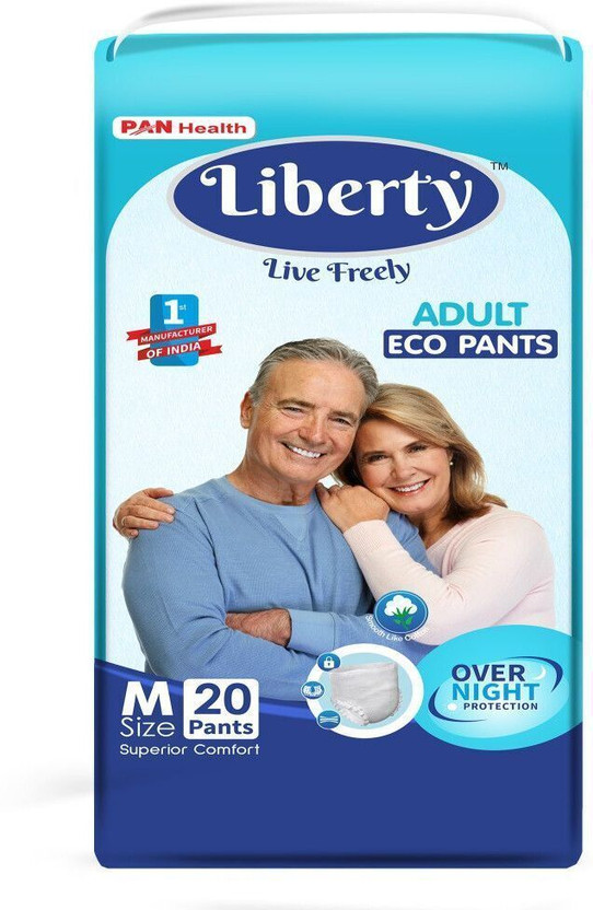 Liberty EcoPants, (61-115 Cms | 24-45Inches) Adult Diapers - M(20 Pieces)