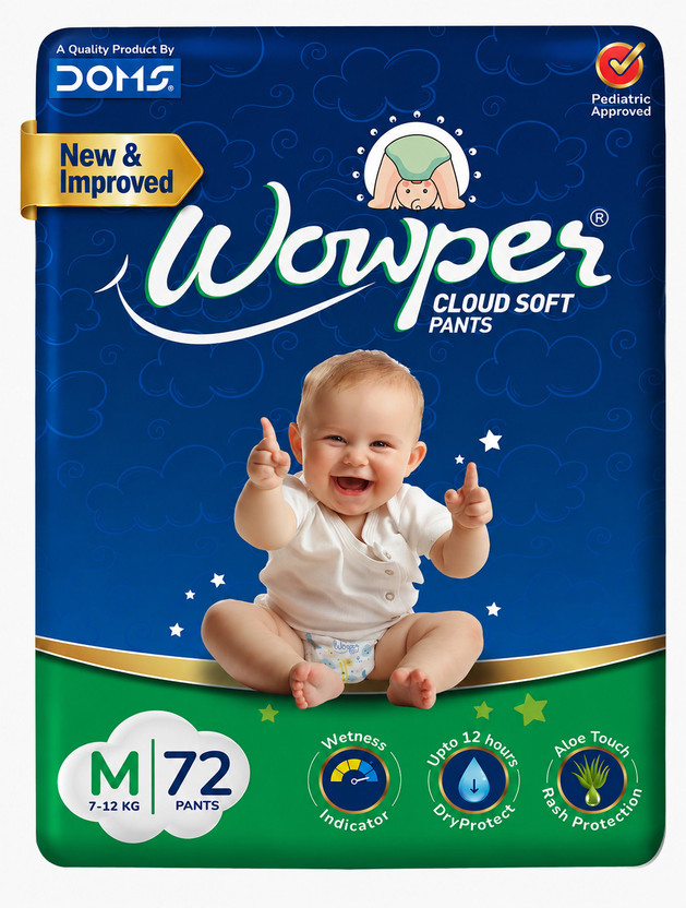 Wowper Super Soft with Aloe Touch Protection Pant Diapers - M(72 Pieces)
