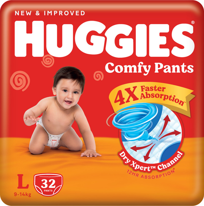 Huggies Comfy Baby Pant Diapers - L(32 Pieces)