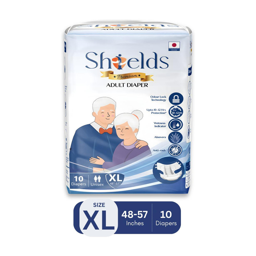 Shields Premium Tape Style | Pack of 1 | Adult Diapers - XL(10 Pieces)